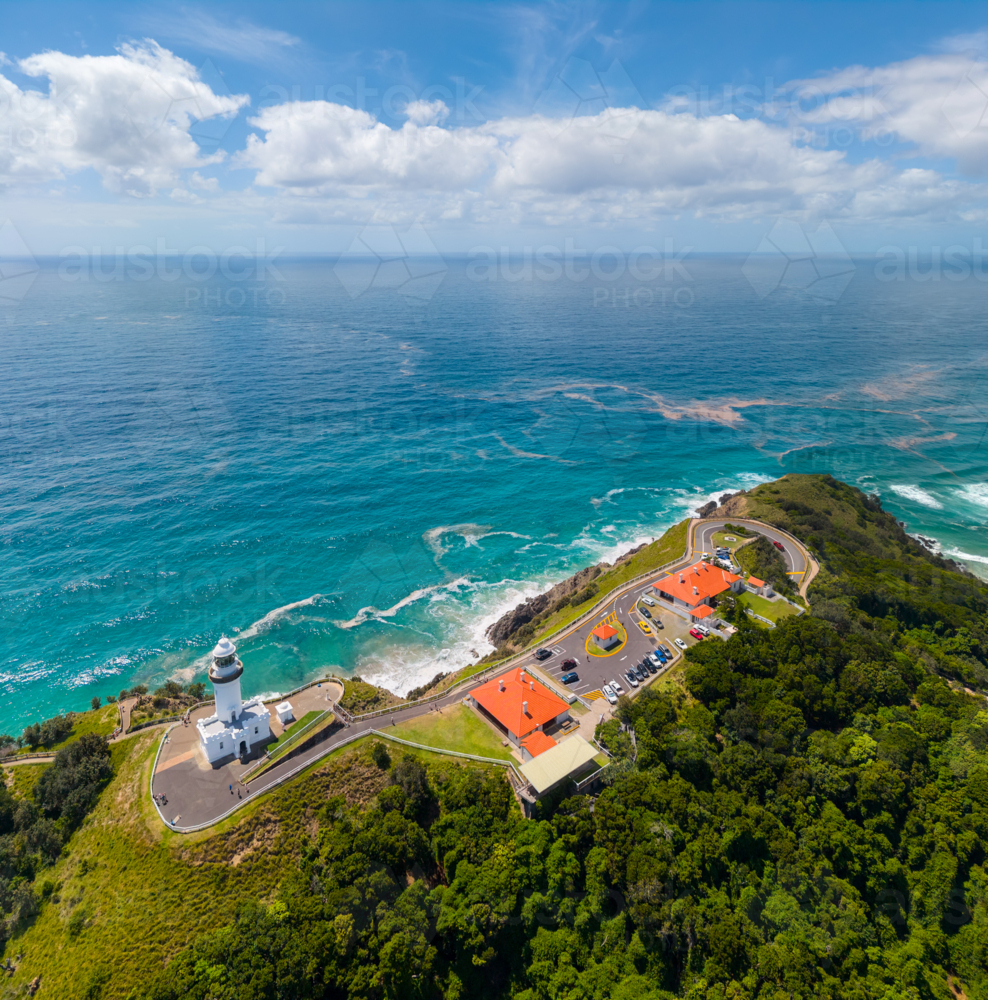 Aerial view of Byron Bay Lighthouse - Australian Stock Image