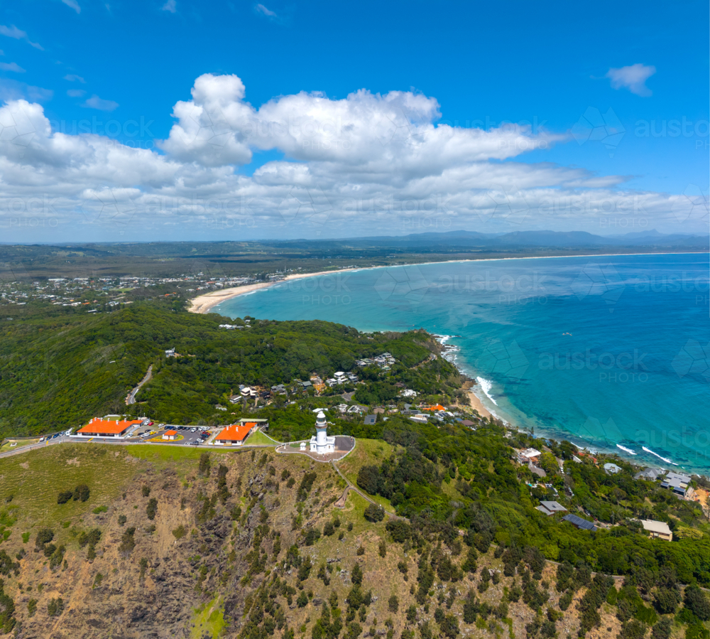 Aerial view of Byron Bay Lighthouse - Australian Stock Image