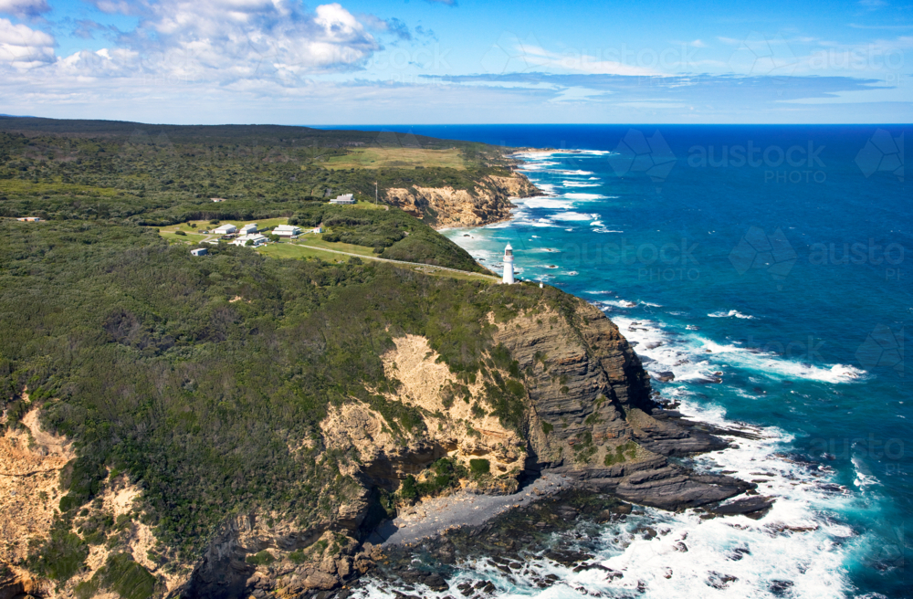 Aerial view of Cape Otway, Great Ocean Road, Victoria - Australian Stock Image