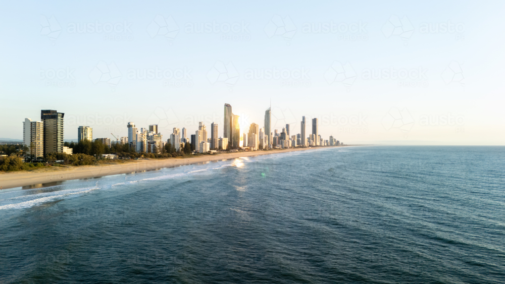 Aerial view of cityscape of Australias Gold Coast - Australian Stock Image