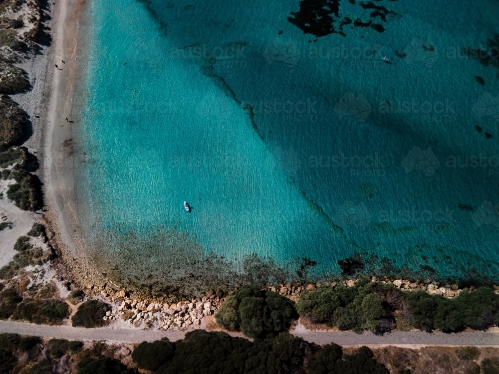 Aerial view of clear ocean and shore at Woodman Point, WA - Australian Stock Image
