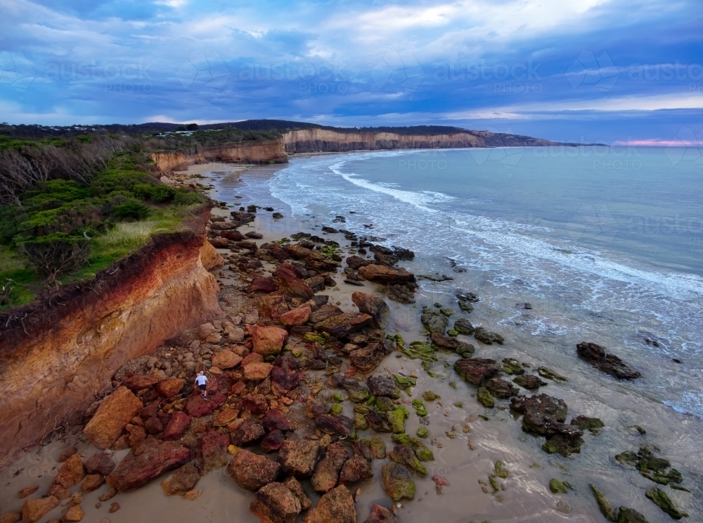 Aerial View of Cliffs and Anglesea looking Easterly - Australian Stock Image