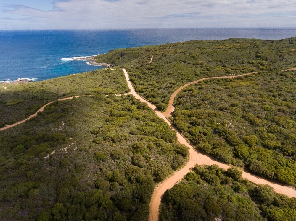 aerial view of coastal tracks through the bush near Denmark - Australian Stock Image
