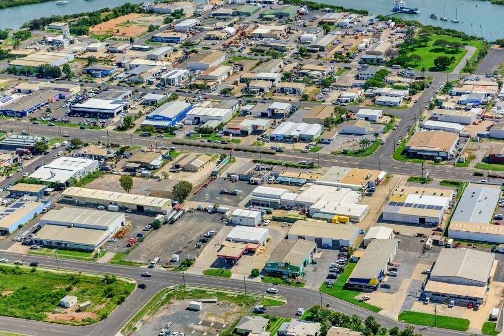 Aerial view of commercial and industrial area - Australian Stock Image