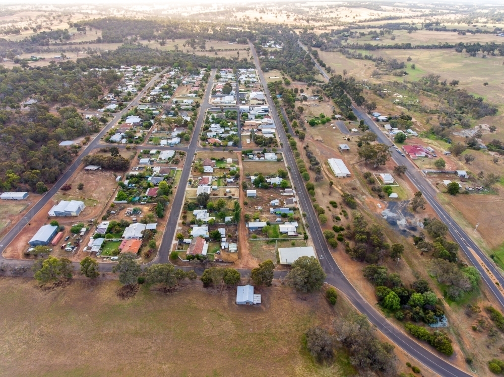 aerial view of Darkan looking westward - Australian Stock Image
