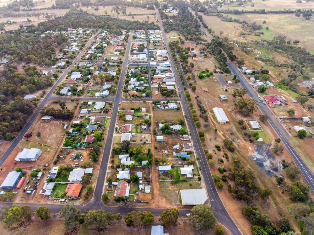 aerial view of Darkan looking westward - Australian Stock Image