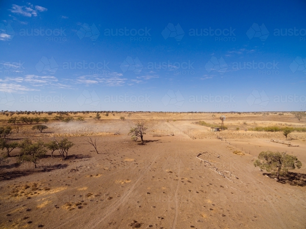 Aerial view of dry barren land - Australian Stock Image