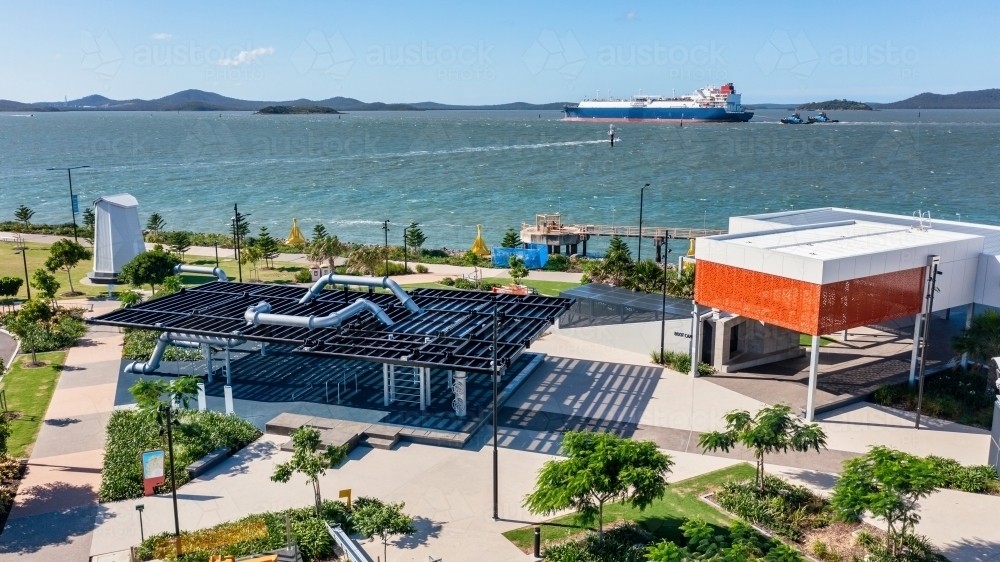 Aerial view of East shores precinct in Gladstone, Queensland - Australian Stock Image
