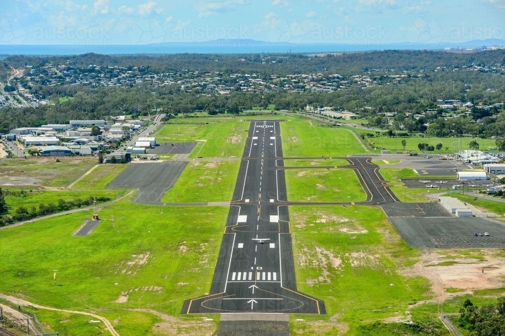 Image of Aerial view of Gladstone Airport runway Austockphoto