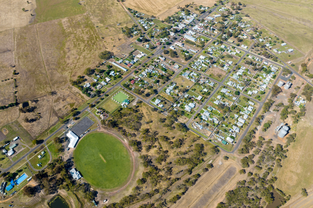 Aerial view of Goroke township and surrounding farmland, Victoria - Australian Stock Image