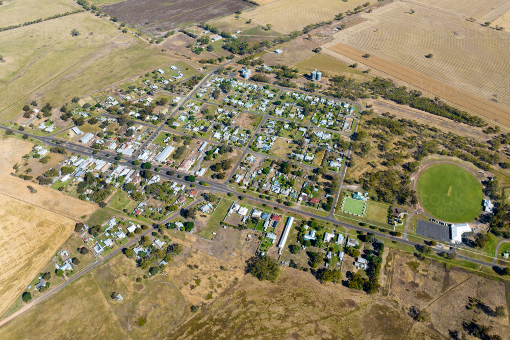 Aerial view of Goroke township and surrounding farmland, Victoria - Australian Stock Image