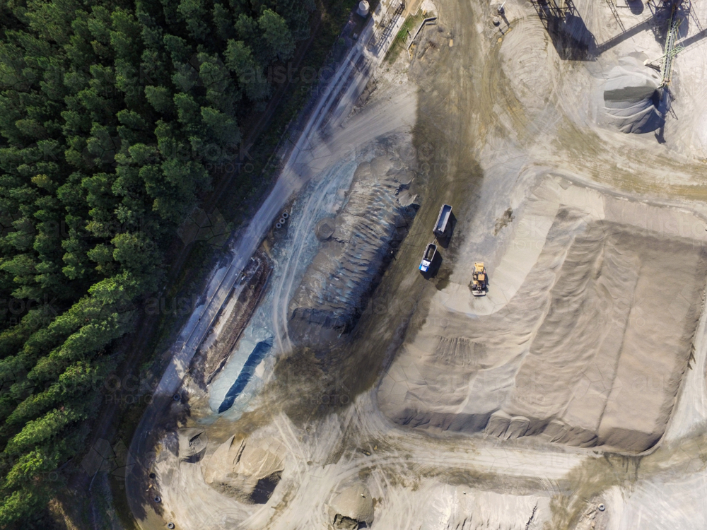 Aerial view of gravel and sand quarry. - Australian Stock Image