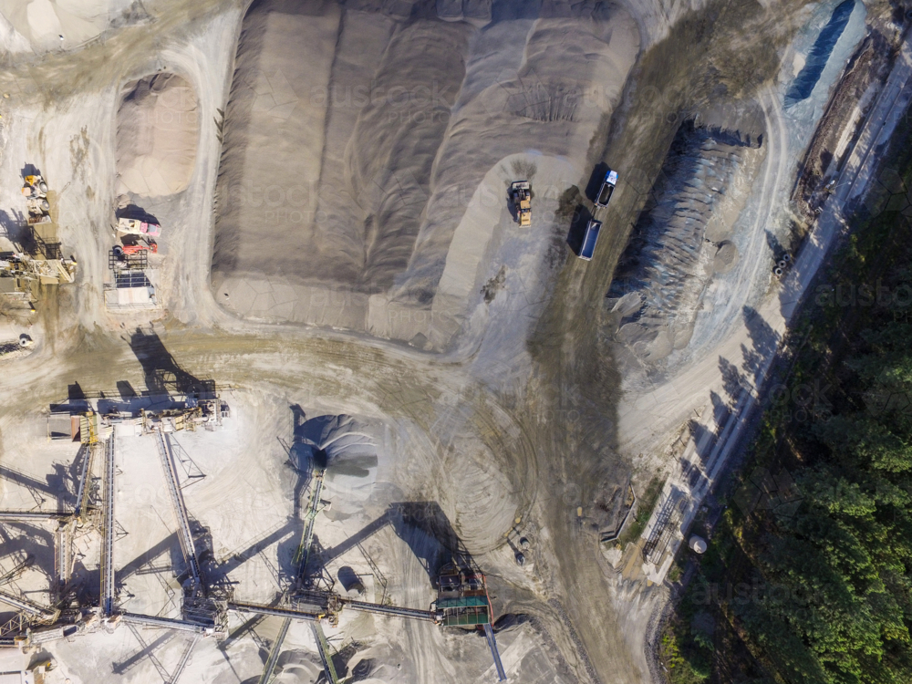 Aerial view of gravel and sand quarry. - Australian Stock Image