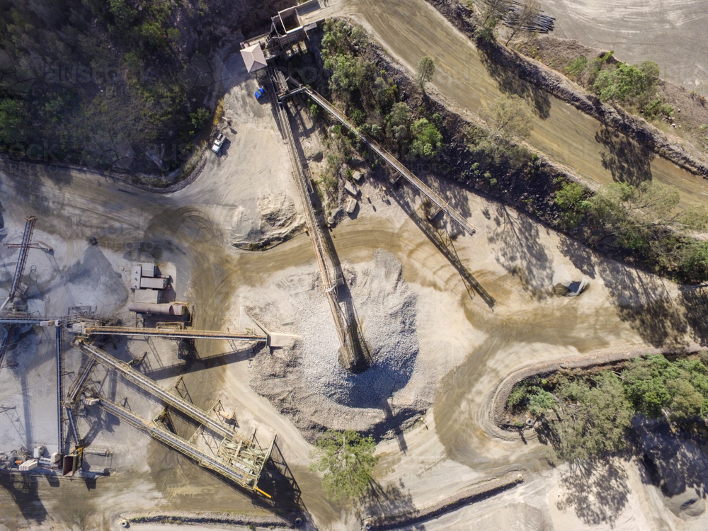 Aerial view of gravel and sand quarry. - Australian Stock Image