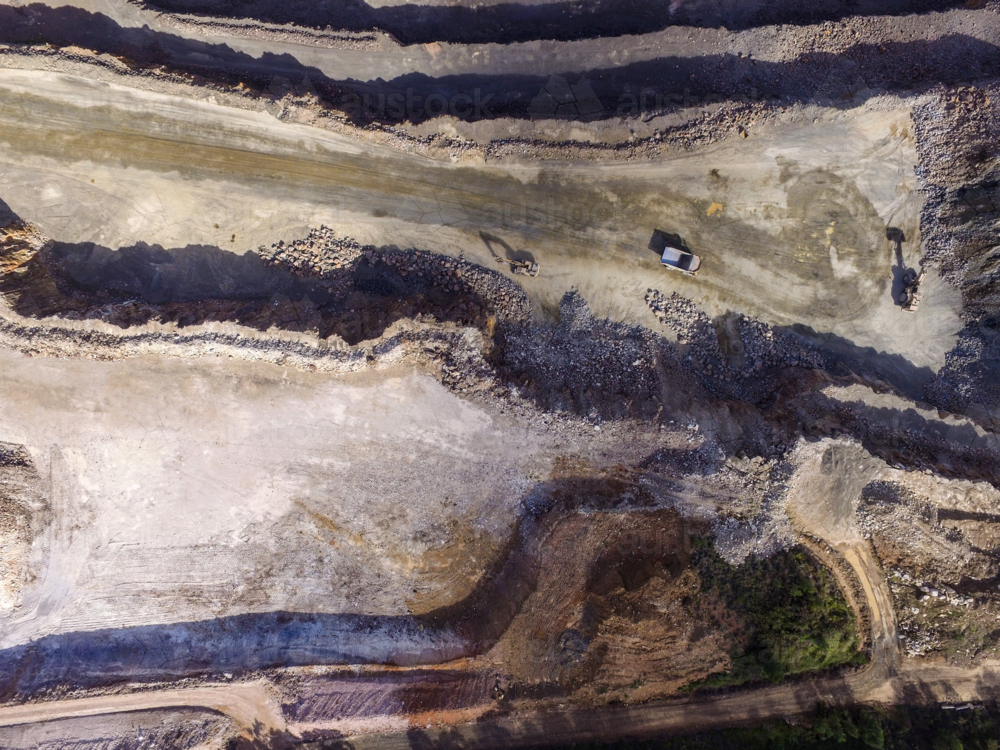 Aerial view of gravel and sand quarry. - Australian Stock Image