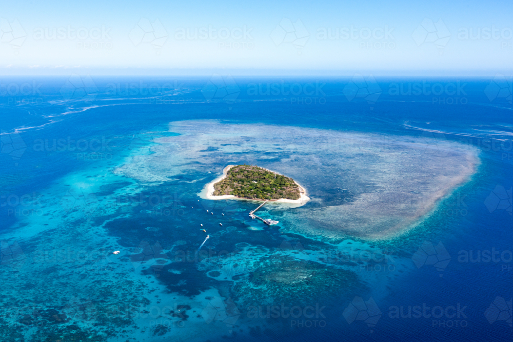 Aerial view of Green Island - Australian Stock Image