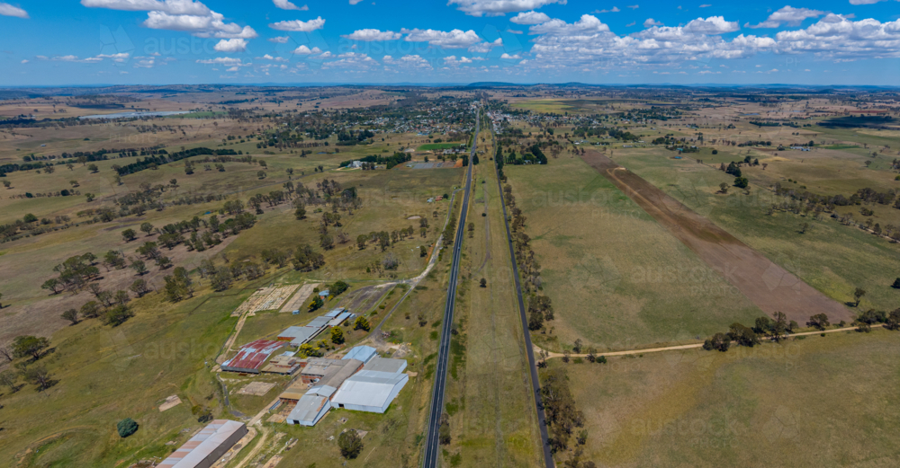 Aerial view of Guyra in New South Wales including Abattoir - Australian Stock Image