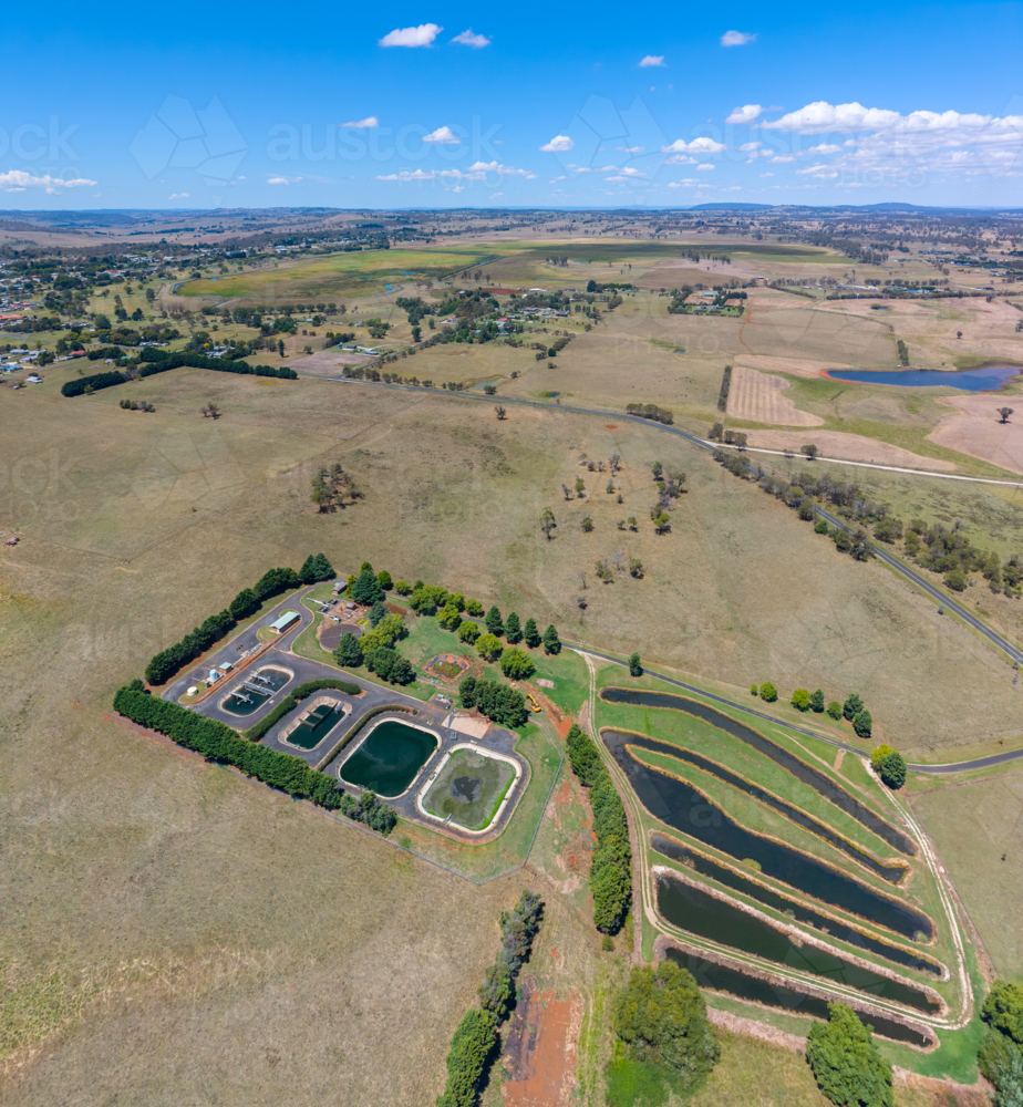 Aerial view of Guyra Water Treatment Facility run by Armidale Regional Council - Australian Stock Image