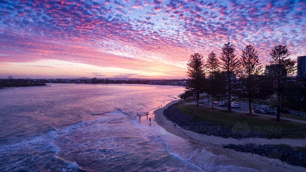 Aerial view of Happy Valley and Pumicestone Passage,  at Caloundra on the Sunshine Coast. - Australian Stock Image