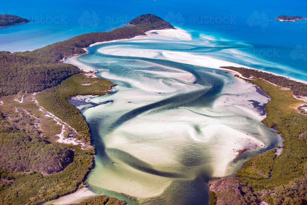 Aerial view of Hill Inlet, Whitsunday Island, Queensland - Australian Stock Image