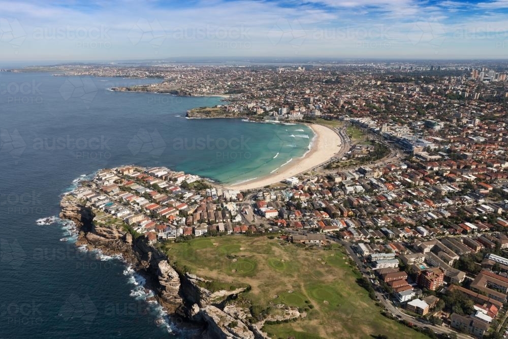 Aerial View of houses around Bondi Beach - Australian Stock Image