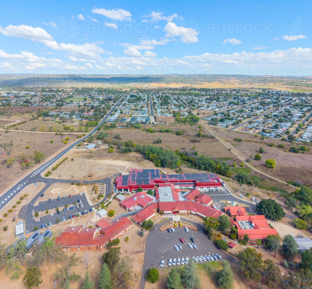 Aerial view of Inverell Hospital - Australian Stock Image