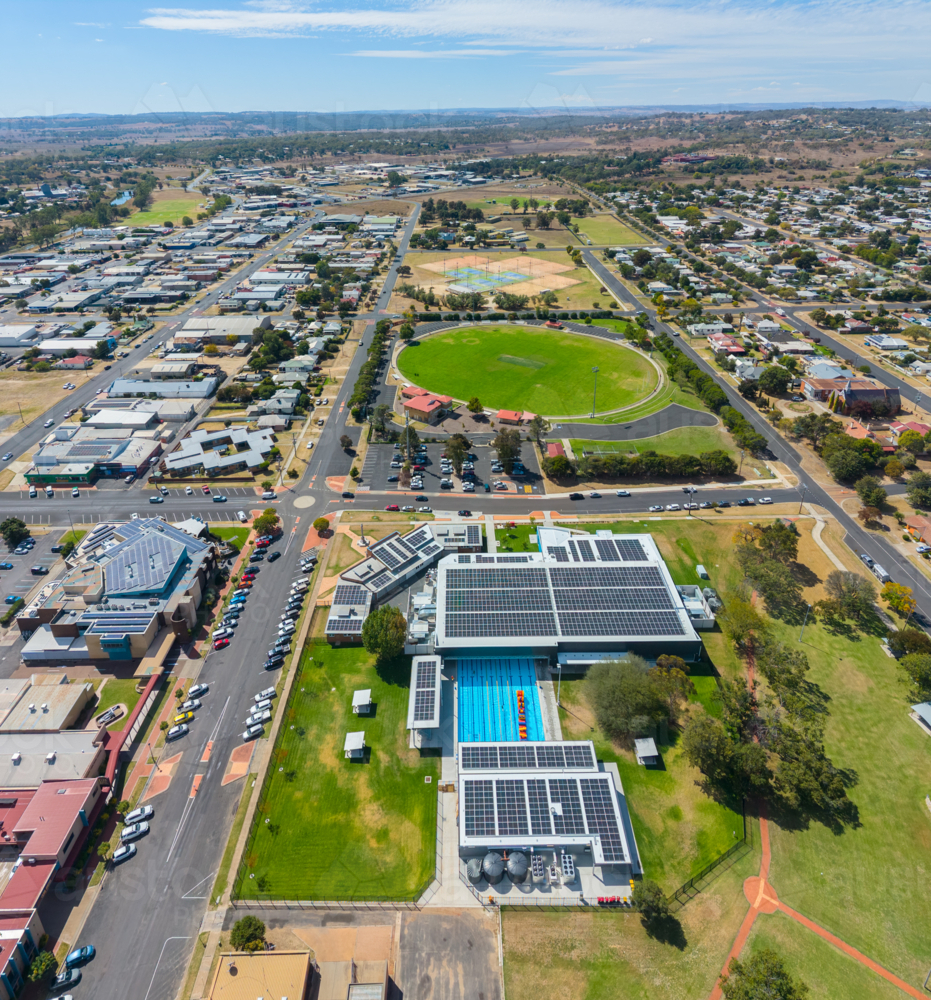 Aerial view of Inverell Swimming Pool - Australian Stock Image