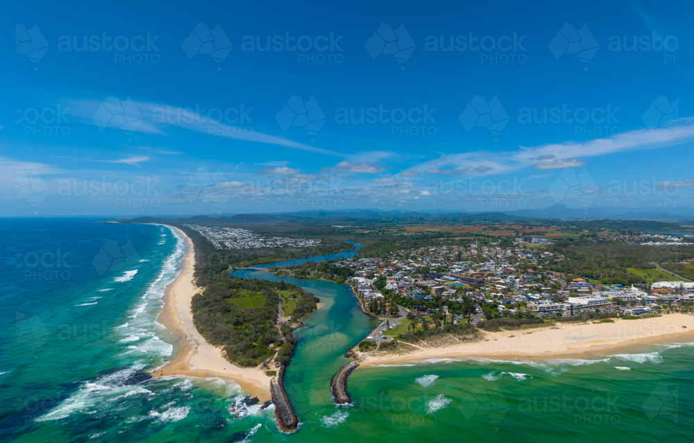 Aerial view of Kingscliff on the Far nort coast of New South Wales - Australian Stock Image