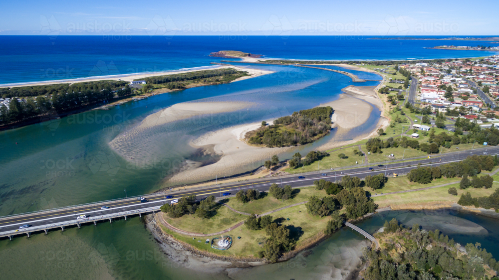 Aerial view of Lake Illawarra and Windang - Australian Stock Image