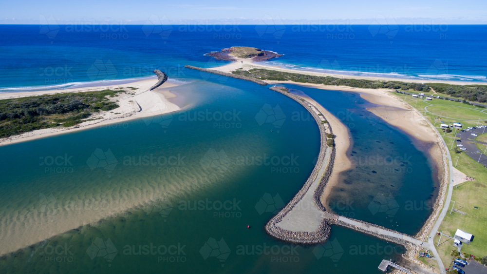 Aerial view of Lake Illawarra and Windang - Australian Stock Image