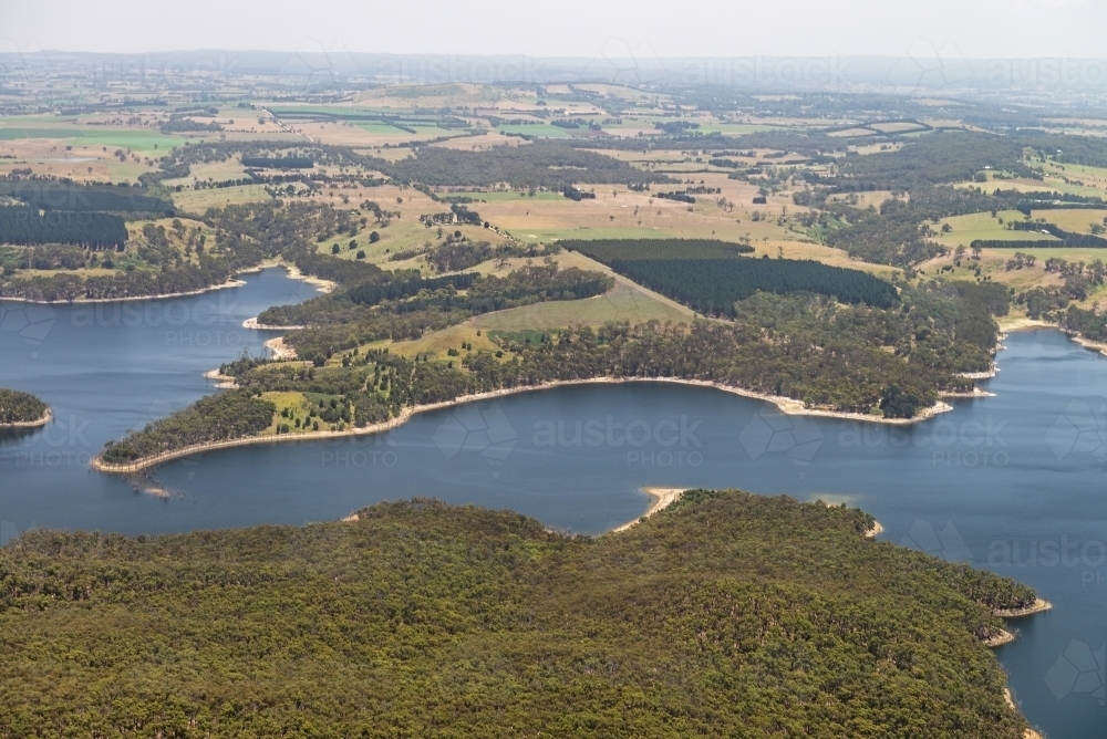 Aerial view of Lal Lal Reservoir - Australian Stock Image