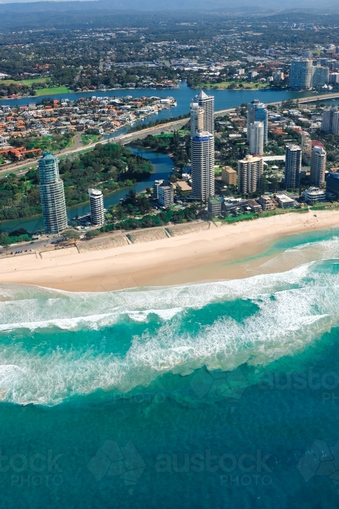 Aerial view of Main Beach on the Gold Coast - Australian Stock Image