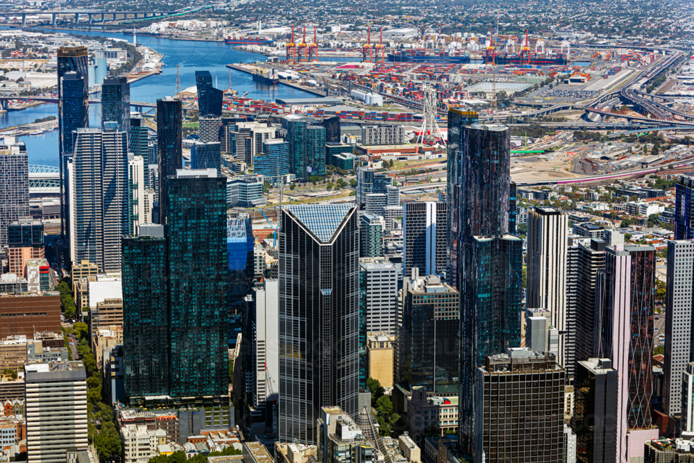 Aerial view of Melbourne Skyline - Australian Stock Image