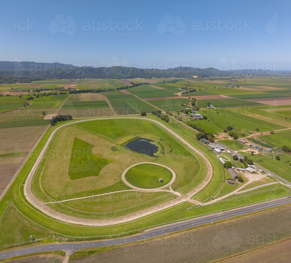 Aerial view of Murwillumbah Racecourse in northern New South Wales, Australia - Australian Stock Image
