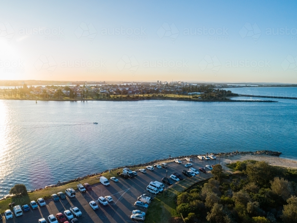 Image of Aerial view of Newcastle Harbour and East End Beach Parking