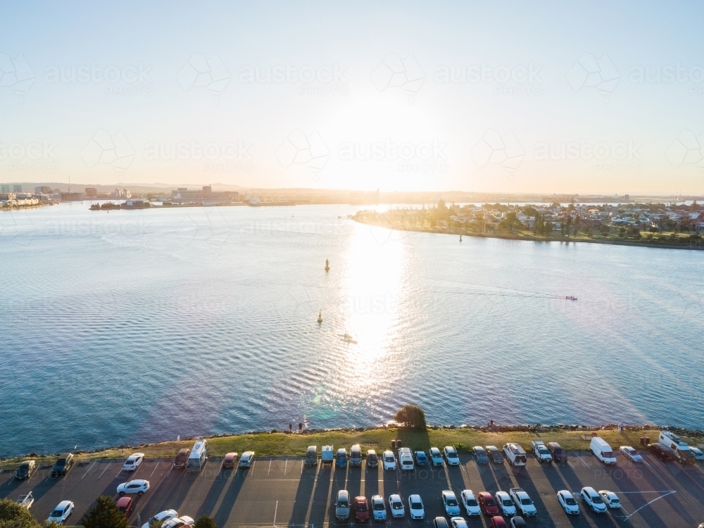 Image of Aerial view of Newcastle Harbour and East End Beach Parking