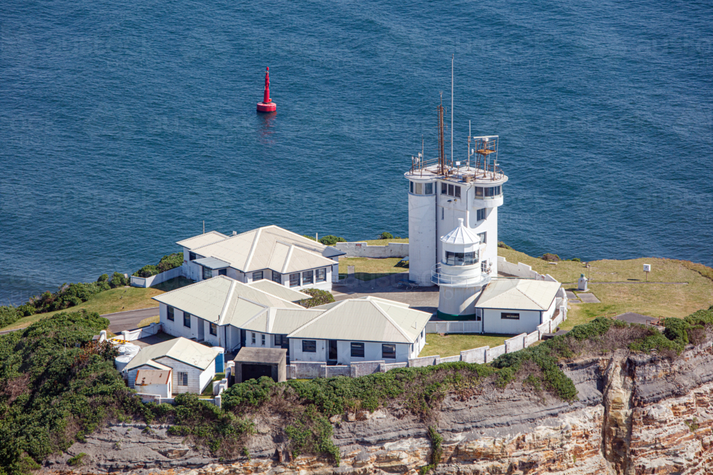 Aerial view of Nobby's Head Lighthouse - Australian Stock Image