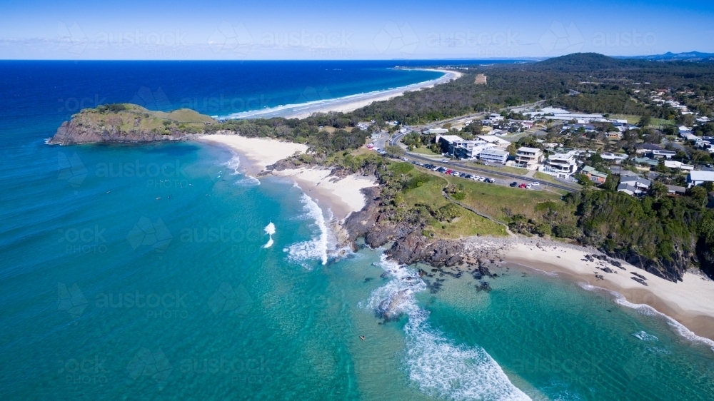 Aerial view of Norries Headland, Bogangar, and Cabarita Beach. - Australian Stock Image