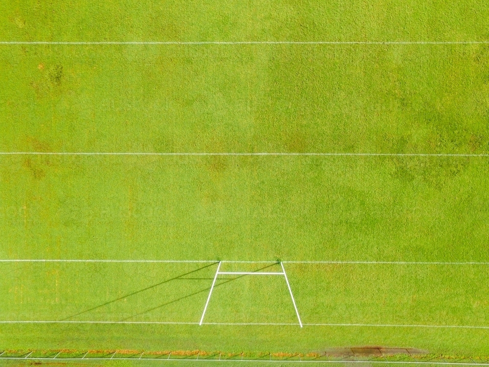 Aerial view of NRL footy field and goal posts. - Australian Stock Image