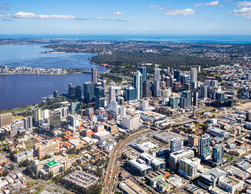 Aerial view of Perth, Western Australia - Australian Stock Image