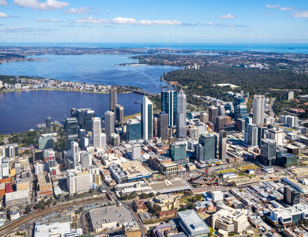 Aerial view of Perth, Western Australia - Australian Stock Image