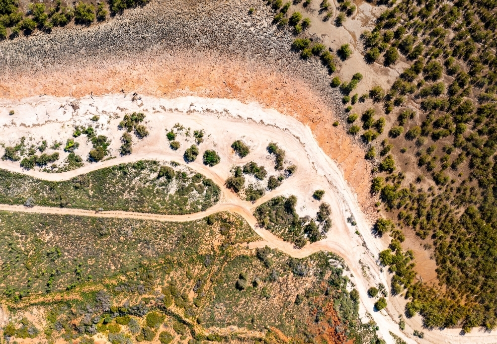 aerial view of pilbara landscape looking down on coastal dunes near Karratha - Australian Stock Image