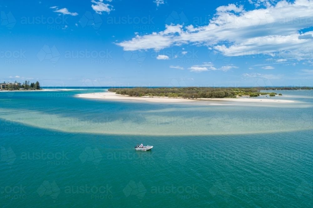 Image of Aerial view of Pumicestone Passage at Bribie Island and Caloundra, Queensland