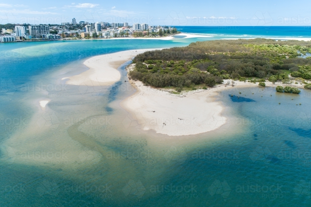 Image of Aerial view of Pumicestone Passage between Caloundra and Bribie Island, Queensland
