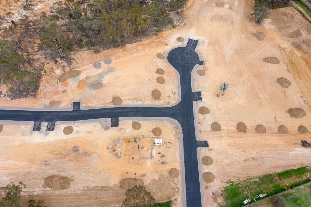 Image of Aerial view of roads and house blocks in a new housing ...