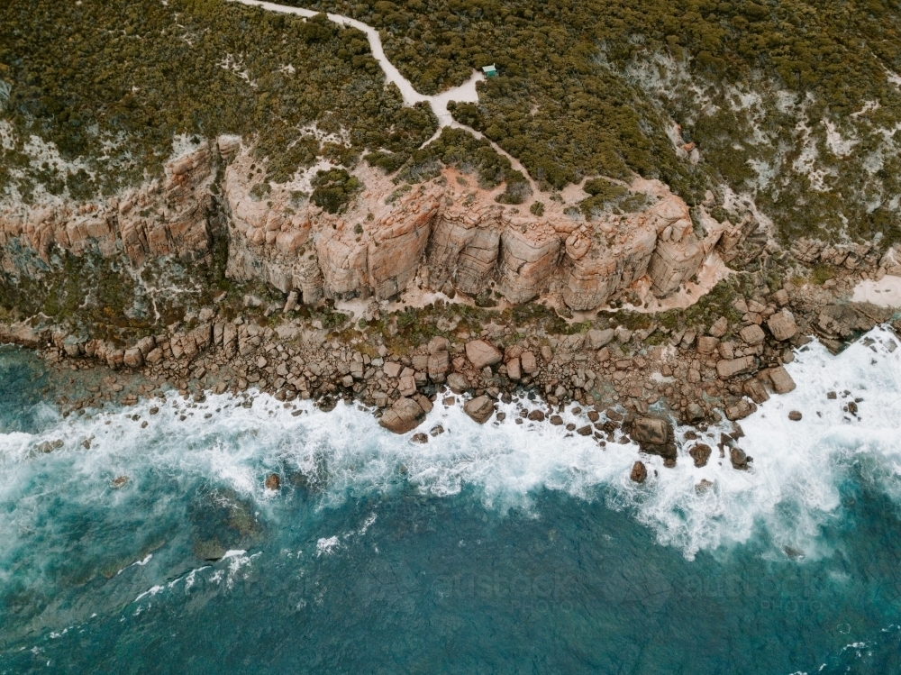 Aerial view of rocky coastline - Australian Stock Image