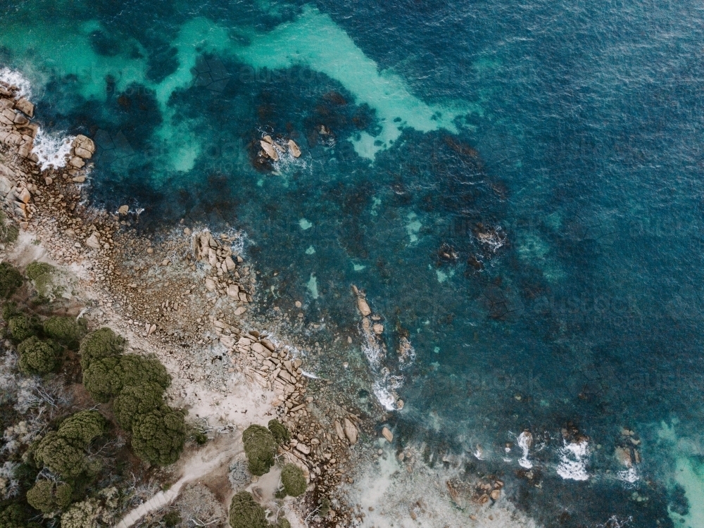 Aerial view of rocky coastline - Australian Stock Image