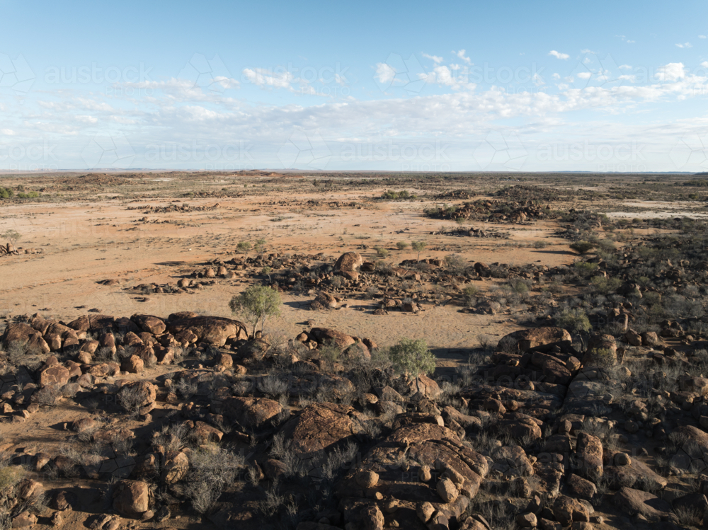 Aerial view of rocky ground at Tibooburra, New South Wales - Australian Stock Image