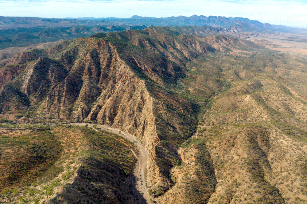 Linear Ridges Australia Image of Aerial view of rugged mountain ridges in the Flinders Ranges ...