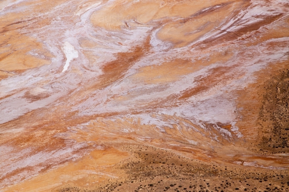 aerial view of salt patterns in outback landscape - Australian Stock Image
